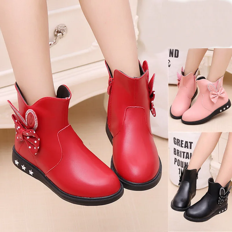 

Детские ботинки для девочек; Сезон осень-зима; Новая Корейская версия ботинок принцессы; Бархатные зимние ботинки