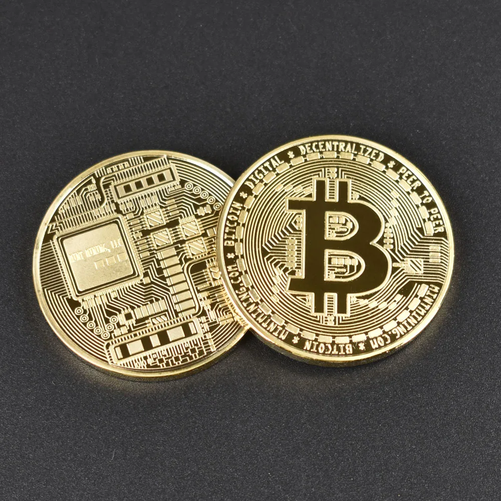 100 шт/партия позолоченная физическая Биткоин битка монета BTC Подарочная физическая памятная, металлическая монета