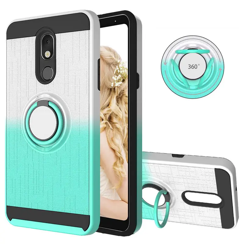 10 шт./лот, градиентные цвета, ТПУ+ ПК, 2 в 1, чехол-накладка для LG Stylo 4 5 Q Stylus 4 Aristo 2 3 Plus K8 US с вращающимся кольцом 360
