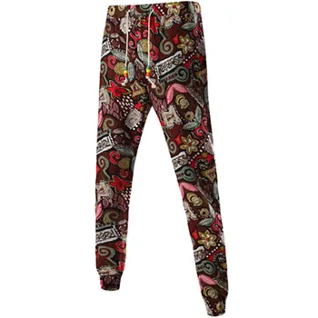 

2020 Fashion New Men's Casual Boutique Elastic Waist Thread Closure Beamed Sports Sweatpants Floral Trousers Flower Pants
