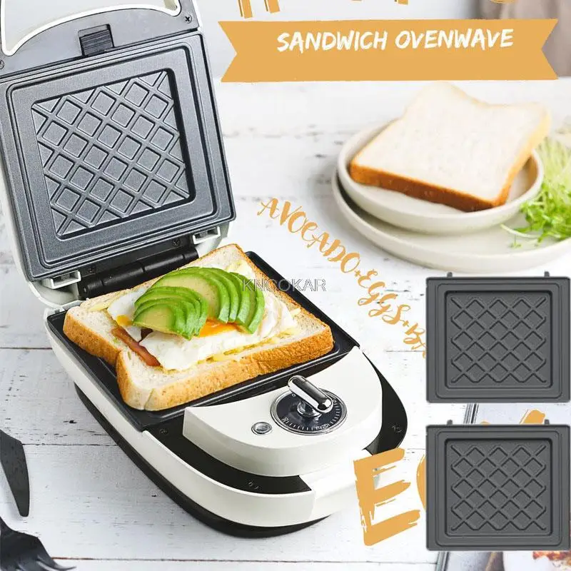 220V Electric Sandwich Maker Timed Waffle Maker Breakfast Waffle Machine Multifunction Toaster Baking takoyaki Pancake 600W