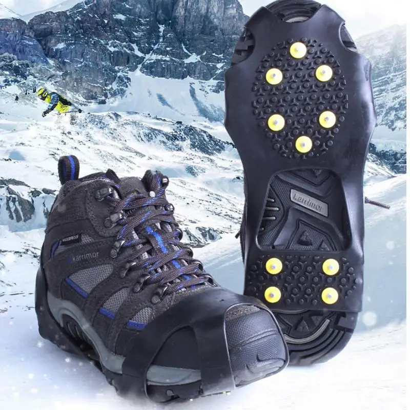

1Pairs Outdoor 10-Stud Universal Ice No Slip Snow Shoe Covers Fishing No Slip Winter Snow Climbing Crampons Ultra Light Crampons