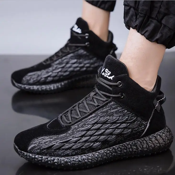 Мужские модные кроссовки Flyknit с дышащей сеткой; повседневная спортивная обувь; мужские вулканизированные кроссовки на платформе; кроссовки для бега