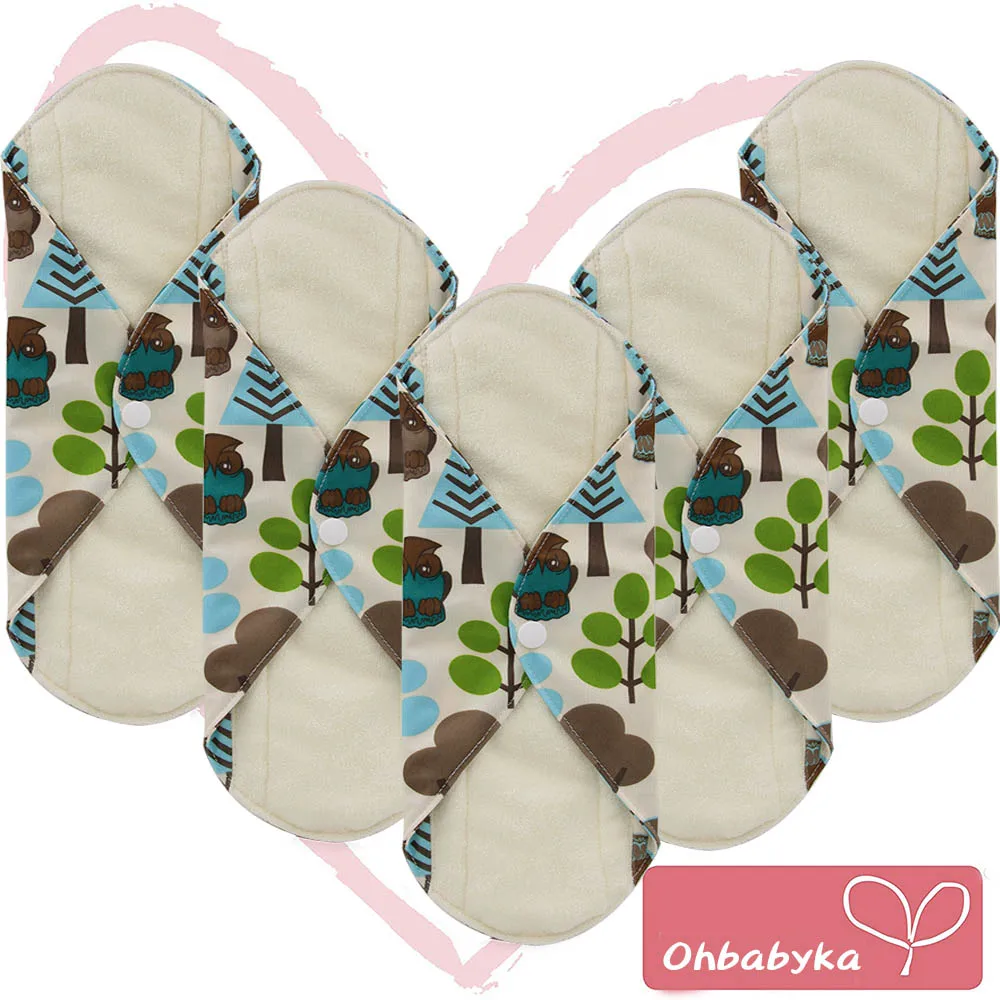 Ohbabyka 5 шт. бамбуковые гигиенические прокладки многоразовые моющиеся тканевые прокладки для мам гигиенические супер-Абсорбирующие прокладки для беременных размер s m