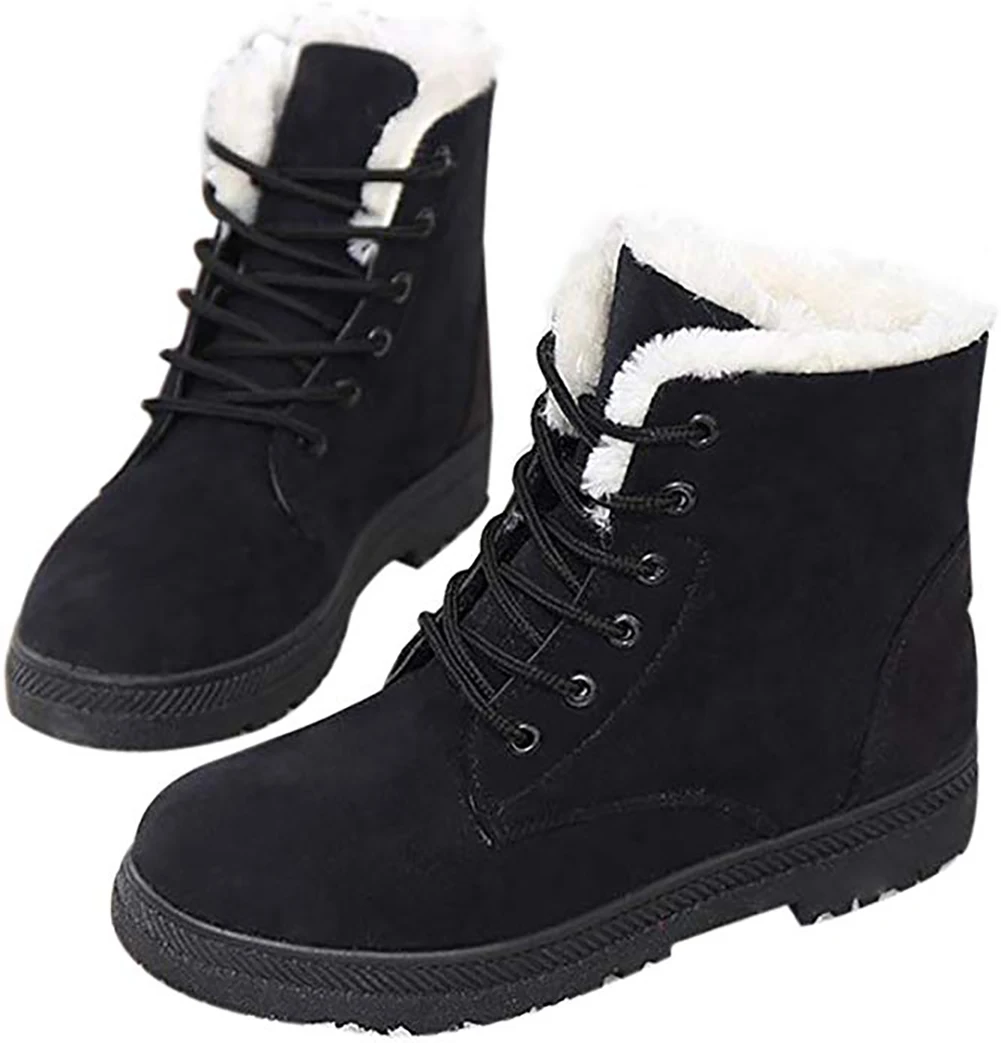 Зимние ботинки; женские теплые зимние ботильоны на меху из хлопка на платформе; ботинки на плоской подошве; Симпатичная женская зимняя теплая обувь размера плюс