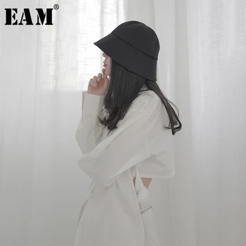 

[EAM] Women Black Foldable Brief Fishermen Hat New Round Dome Temperament Fashion Tide All-match Spring Autumn 2020 1T705