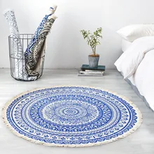 Cilected Nordic Марокко тканые круглый ковер в богемном стиле, в этническом стиле, с бахромой, ковер "мандала" Гостиная из хлопка и льна ковры Спальня коврики