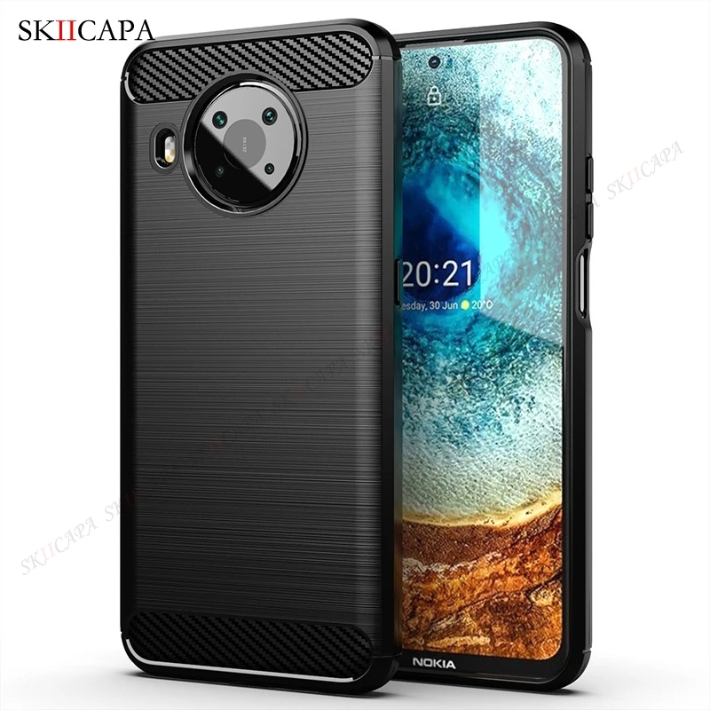 Brushed Carbon Fiber Silicone Shockproof Case For Nokia X10 X20 G10 G20 5.4 3.4 2.4 1.3 8.3 5G Magnetic Stand Protective Cover mobile pouch bag Cases & Covers