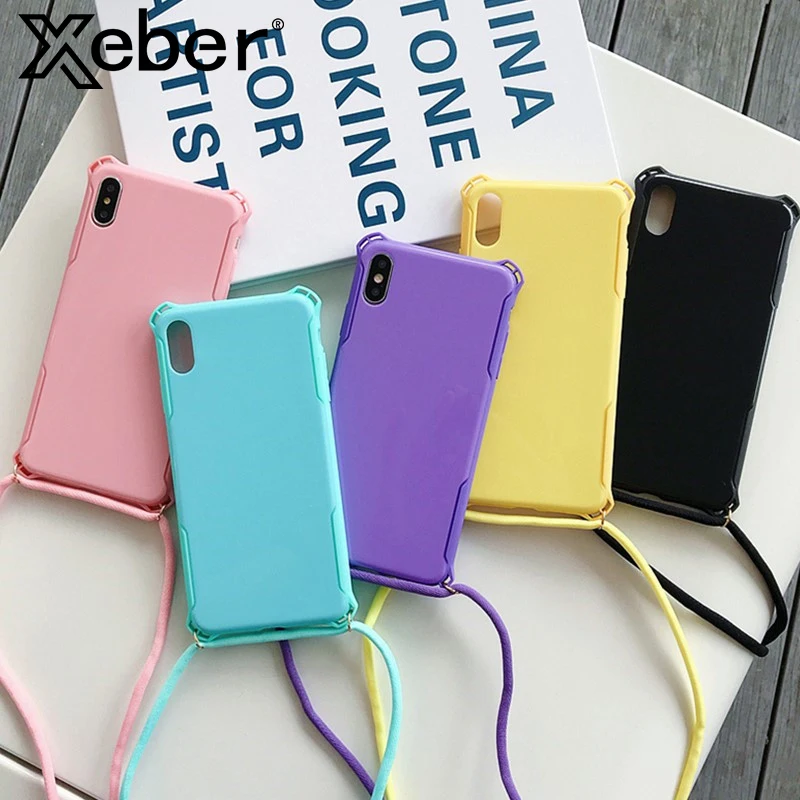 Жесткие чехлы из ПК для телефонов iPhone 11 Pro Max чехол карамельного цвета с поводком