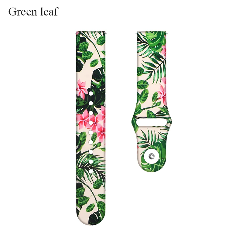 Green leaf BOORUI для Xiaomi Amazfit ремешок 20 мм силиконовый ремешок часов с цветочным принтом мягкий ремешок Замена для Huami Amazfit Bip часы - Цвет: Green leaf