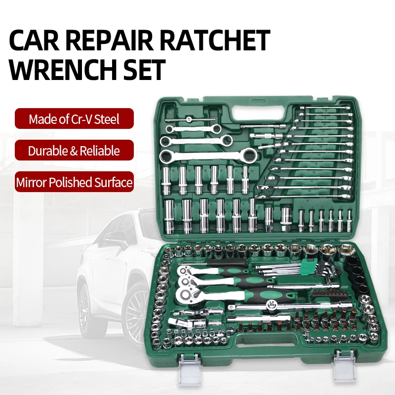 ONKEL.J Automotive Car AUTO Repair Tool Kit with Plastic Toolbox Storage Case Socket Ratchet Wrench Screwdriver Hand Set | Инструменты
