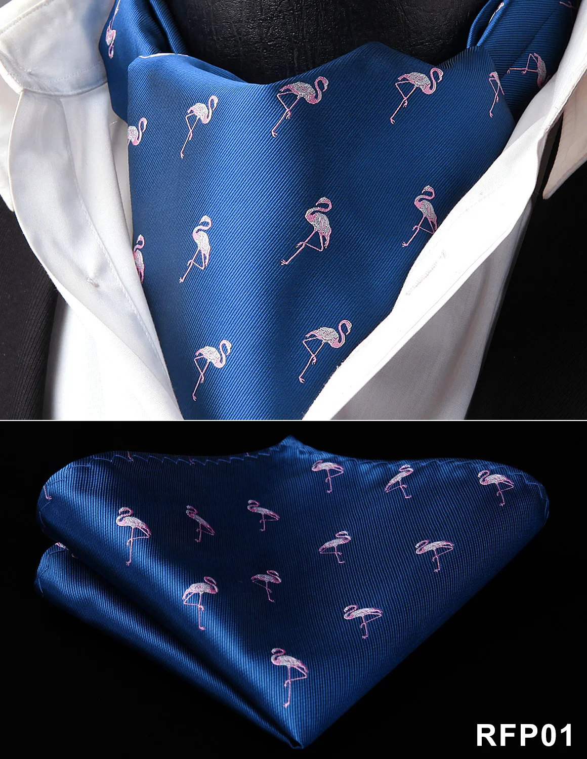 HISDERN Check Paisely Floral Flamingo Cravat Woven Classic Men's Necktie Red Navy blue#RFP Wedding Party - Цвет: RFP01