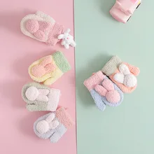 

2021 New Children's Gloves For Autumn And Winter Cold Protection And Warmth Plus Fluffy Yarn Knitted Wrap Men And Women Baby Glo