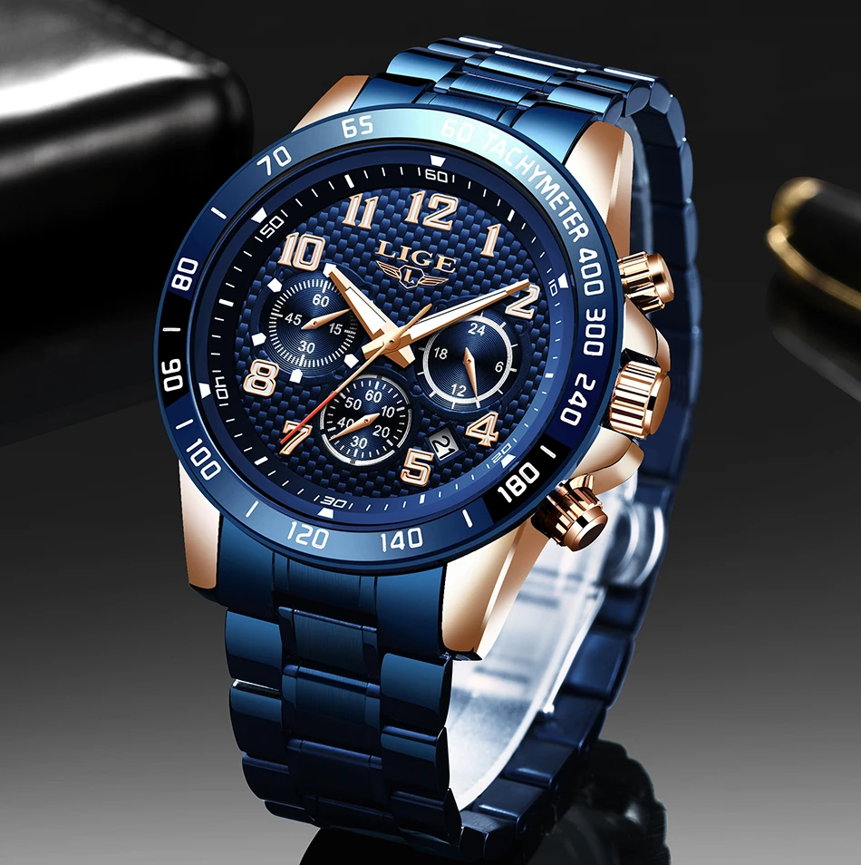En este momento azul Casual relojes deportivos para hombre marca de lujo todo el acero reloj de pulsera reloj hombre moda cronógrafo reloj de cuarzo| AliExpress