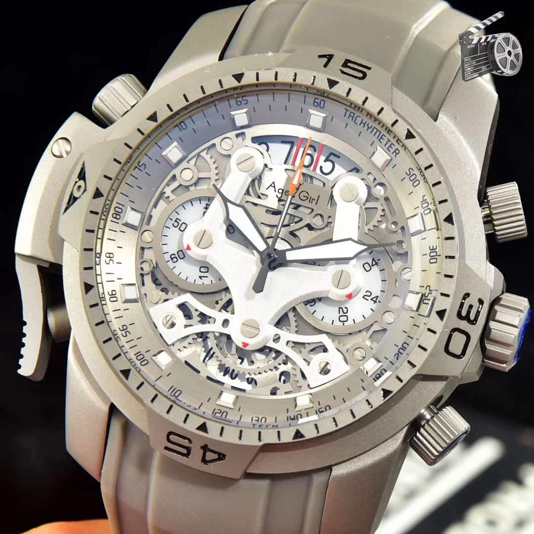 

Luxury Brand New Men Watch Stainless Steel Black Silver Titanium Rubber Grey Blue Chronograph Sapphire Waterproof Watches AAA+