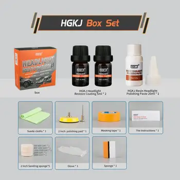 

30ml Headlight Restoration Kit Headlight Retreading Agent Kit Set HGKJ Repair Tools Car Light Windows Cleaner Car accessories