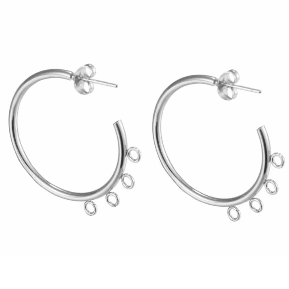 10 stücke 15/20/25mm Gold/Silber Ton Edelstahl Post Ohrring Stecker Befunde mit Loop DIY Schmuck Herstellung liefert Drops hip – Detail 6