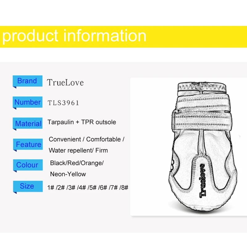 Truelove Обувь для собак теплая зимняя дышащая мягкая прочная водонепроницаемая Светоотражающая Обувь для собак большой маленький спортивный продукт для домашних животных TLS3961