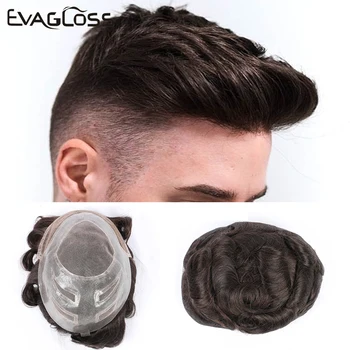 

Handmade Indian Hair Lace With Thin Pu Front Men Toupee Hair Replacement Systems Remy Human Hair Piece Wig Natural Fast Shipping