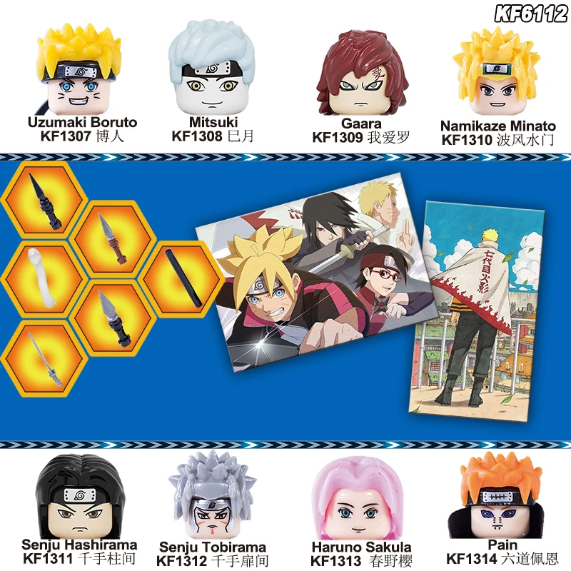 Building Blocks Famous Figures Uzumaki Boruto Mitsuki Gaara Namikaze Minato Senju Hashirama Tobirama For Children Toys KF6112 | Игрушки и