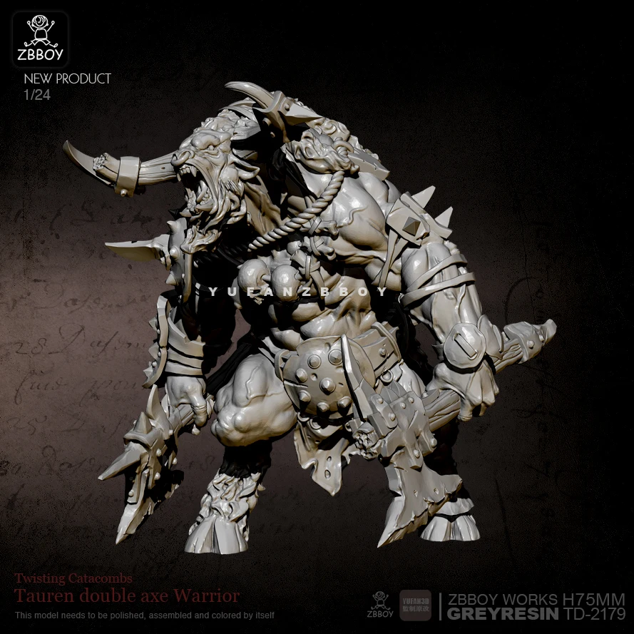 75mm Resin Figure Kits Minotaur double-axe warrior resin model