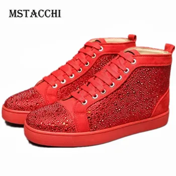 

MStacchi Luxury Rhinestones High Help Men Shoes Genuine Leather Lace-Up Suede Male Sneaker Outdoor High Quality Casual Footwear