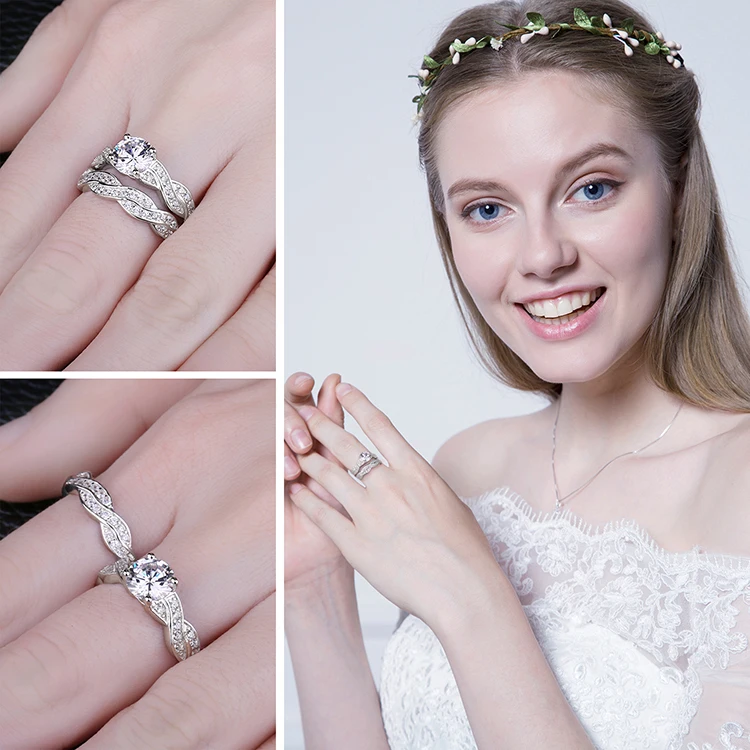 JewelryPalace Бесконечности Имитация Алмазный Годовщина Обещание Обручальное Обручальное Кольцо Невесты Набор Стерлингового Серебра 925 Ювелирных Изделий