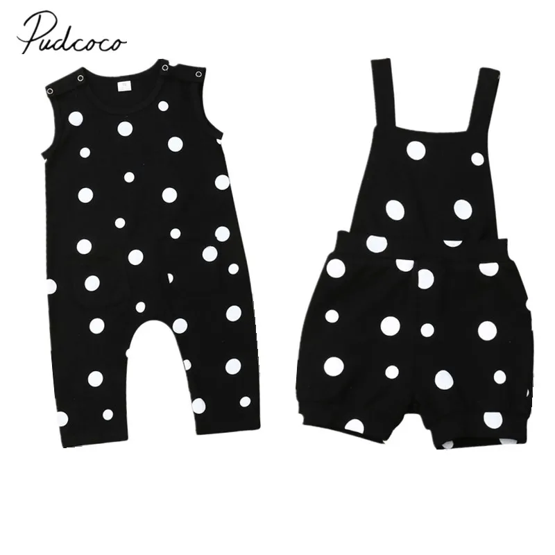 

2019 Baby Summer Clothing Newborn Baby Girl Infant One-piece Clothes Romper Sleeveless Dots Print Pants Jumpsuits Casual Outfit