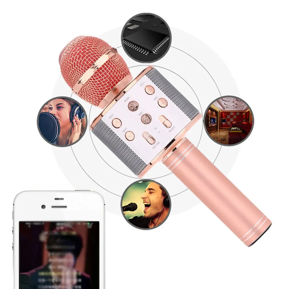 Bluetooth караоке Microfoon Draadloze Professional Spreker Consender портативный микрофон радио Mikrofon Studio Record Mic