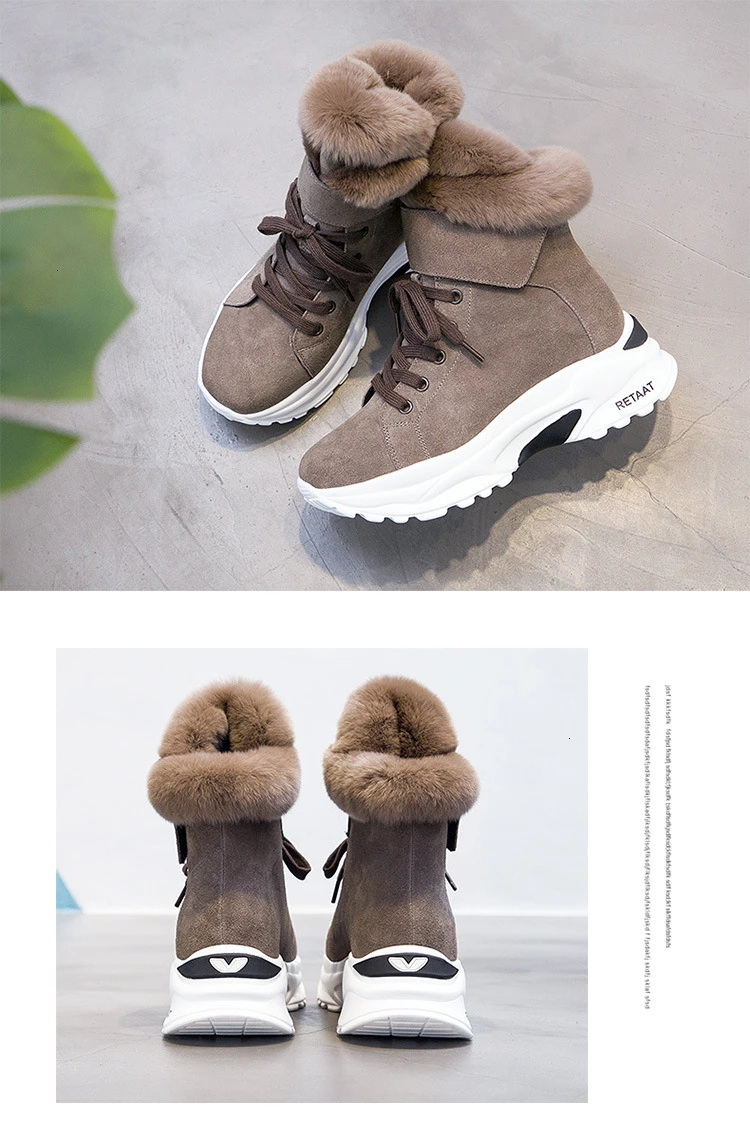 Women ankle boots genuine leather warm plush winter shoes women snow boots non-slip hook&loop women boots botas mujer