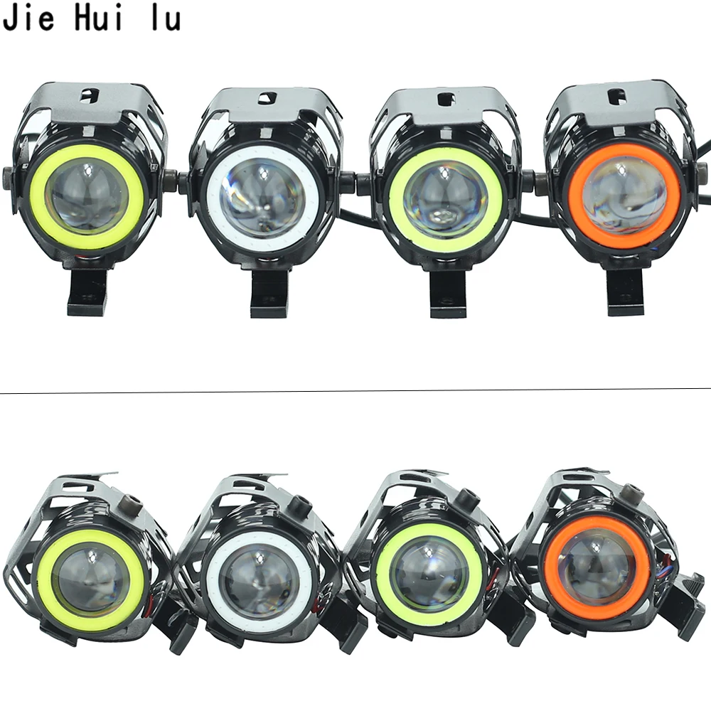 2PCS Motorbike Additional Lights Yellow,U7 Universal Motorcycle Spotlights Led Headlights Driving Fog Lights Off Road Daytime Running Lights with Switch for Truck 4x4 Suv Atv Motorcycle Tractor 