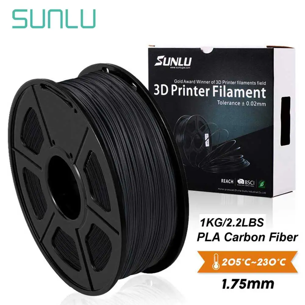 Best PLA Carbon Fiber Filament For 3D Printer 1KG 3D Carbon Fiber PLA Filament Similar Metal Tecture Dimensional Accuracy + 0.02mm