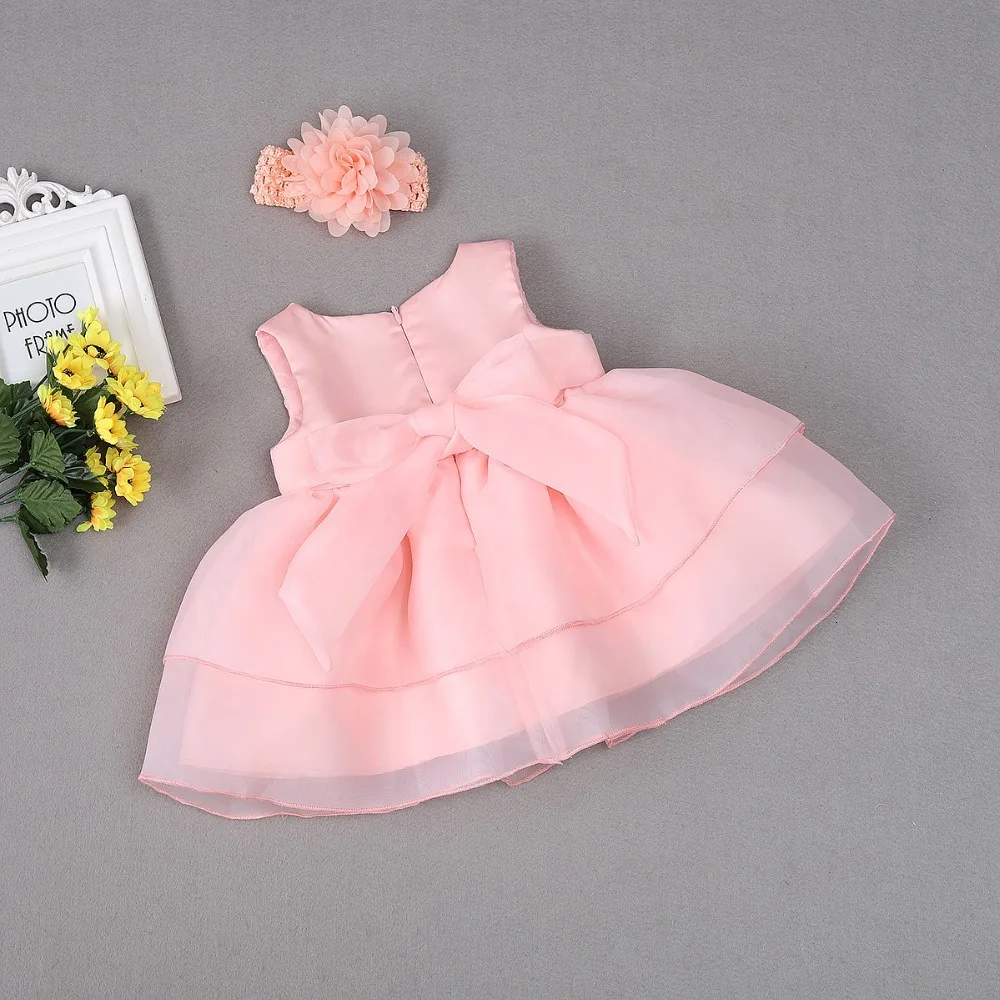 2PCs Set Baby Girl Baptism Dress Layered Tulle Infant Girl Christening Wedding Gown Newborn Baby Birthday Communion Party Dress