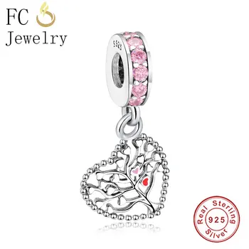 

FC Jewelry Fit Original Brand Charms Bracelet Pulseira 925 Sterling Silver Tree Life Heart Pendant Bead Berloque 2019