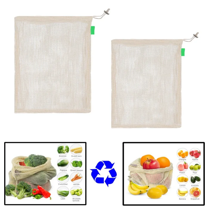 Мешок для овощей и фруктов, мешок для хранения многоразовых продуктов, экологически чистые, органические хлопковые сетчатые пакеты, биоразлагаемые кухонные