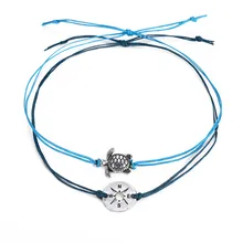 Wish Cross Border Лидер продаж браслет на ногу Европа и Америка Ретро Простой Шнур выдалбливают компас черепаха двойной слой АНК