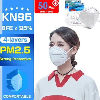 

50Pcs Mouth Masks4-layer Anti-Dust Disposable Mascarillas Non Woven Meltblown Cloth Masks Elastic Ear Loop Face Mask