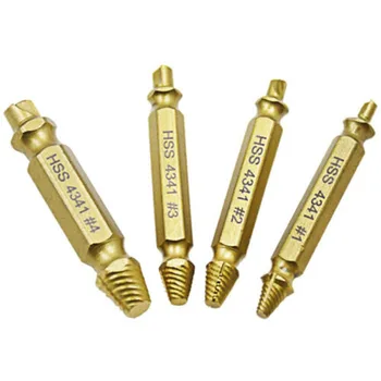 

51mm 8Pcs Brushed Screw Extractor Set Broken Screw Puller HSS 4341 Silver & Gold