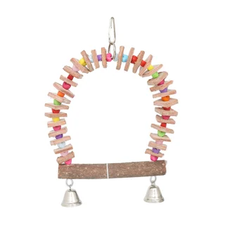 

1pc Parrot Swing Perch Nontoxic Wood Durable Climbing Toy Bird Hanging Toys Stand Parrot Toy for Parakeets Conures Cockatiels