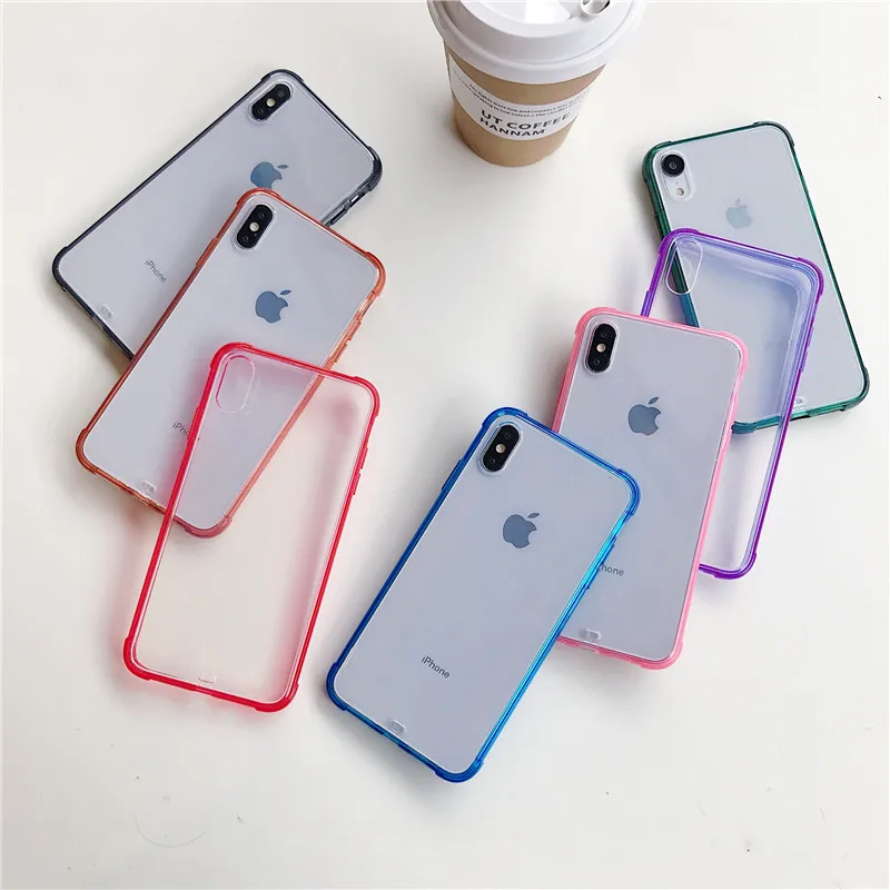 Shockproof Candy Color Phone Case for iPhone 11 Pro Max XR XS 8 7 6s Plus 8Plus 7Plus SE2020 Transparent Silicone Cover Logo | Мобильные