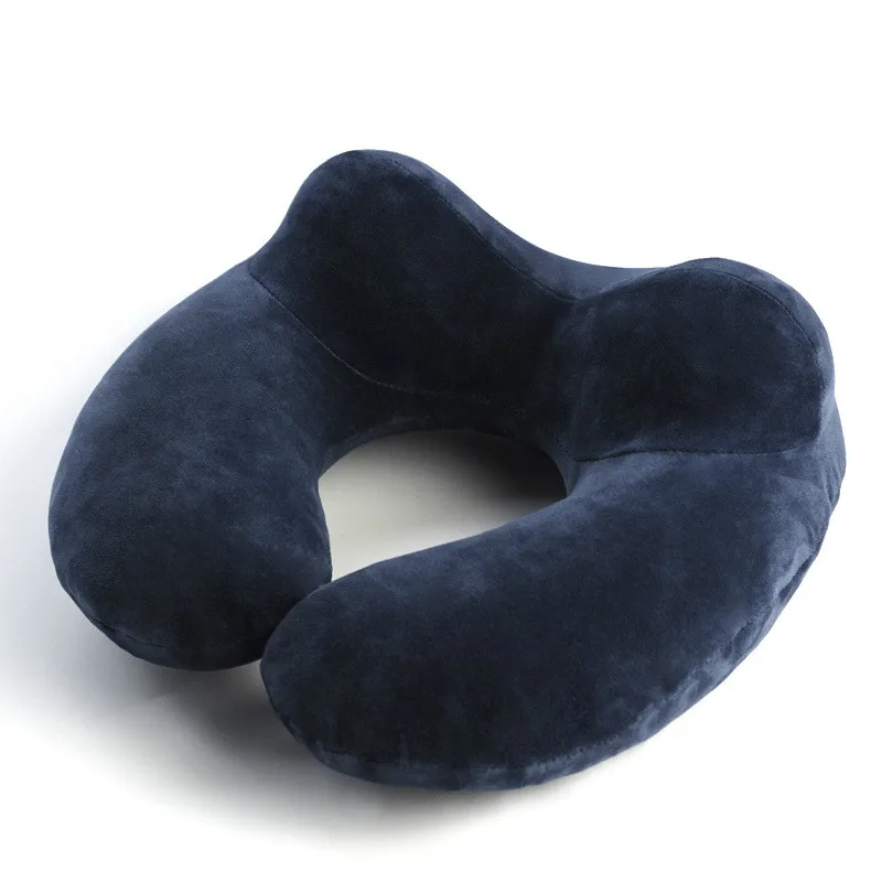 Almohada de viaje en forma de U para avión cojín inflable para cuello accesorios de viaje 4 colores almohadas cómodas para dormir hogar textil