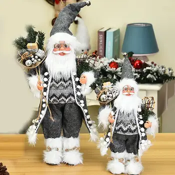 

2021 Christmas Decoration Standing Santa Claus Doll Figurine 30/45cm Christmas Tree Ornament New Year Christmas Gift Toy For Kid