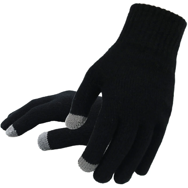 Men Knitted Gloves Touch Screen Winter Autumn Warm full finger gloves male gloves