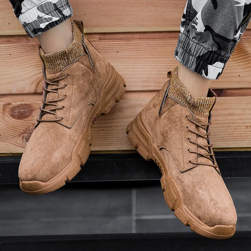 

2019 Autumn & Winter New Style Men Hight-top Martin Boots Korean-style Classic Large Size Socks Boots Workwear Men's Boots
