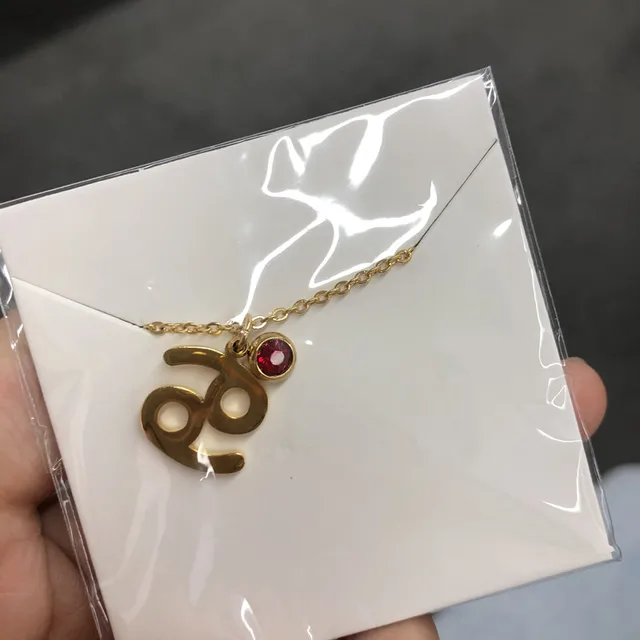 Elegant Trendy Shiny Crystal Star Zodiac Sign Taurus Capricorn Scorpio Twelve 12 Constellation Pendant Necklaces Women Female Cancer