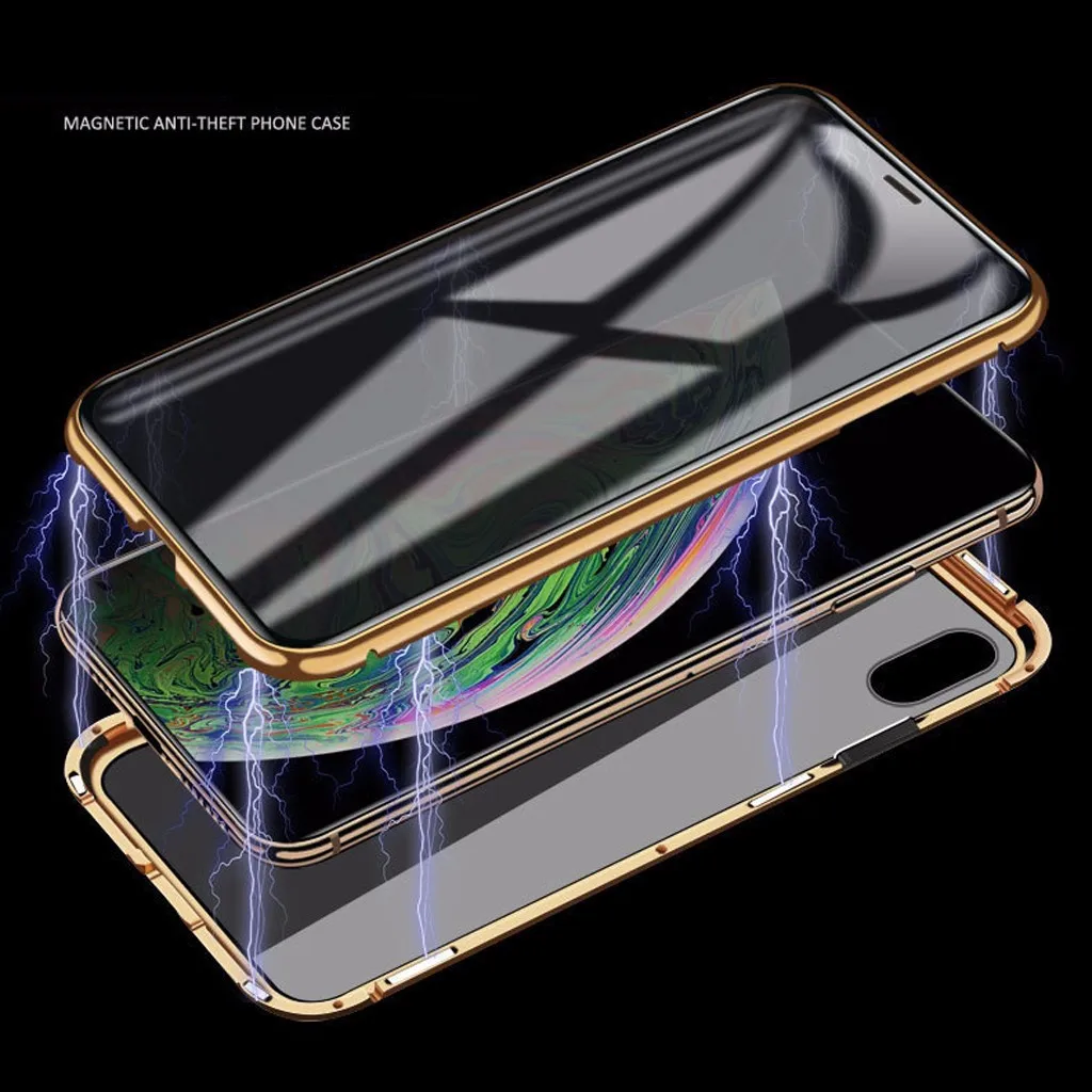 Для iPhone XR 6 1 дюймов Магнитная Адсорбция металлический бампер стекло чехол для