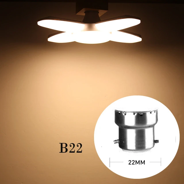 B22 warm white 60 Вт Складная лопасть вентилятора светодиодный подвесные светильники без мерцания B22 E27 светодиодный лампы 220V 360 градусов угол регулируемый потолочный светильник - Испускаемый цвет: B22 warm white