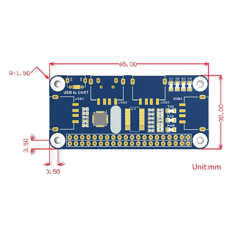 Waveshare 4 порта usb-хаб шляпа для Raspberry Pi 3/4B/2/Zero W Плата расширения USB к UART для последовательной отладки совместимый wi-Fi