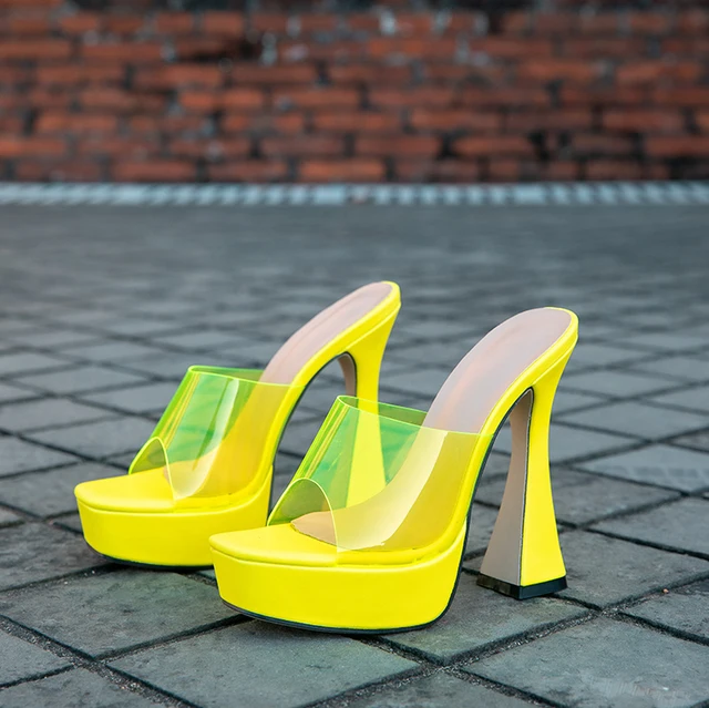 Square Toe Clear Strap Pyramid Heels 3