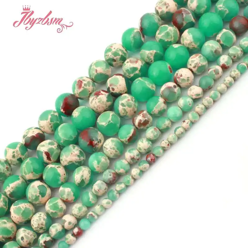 4/6/8/10mm Lake Sea Sediment Blue Round Bead Smooth Loose Stone Beads For Jewelry Making DIY Necklace Bracelet Earring 15&quot | Украшения